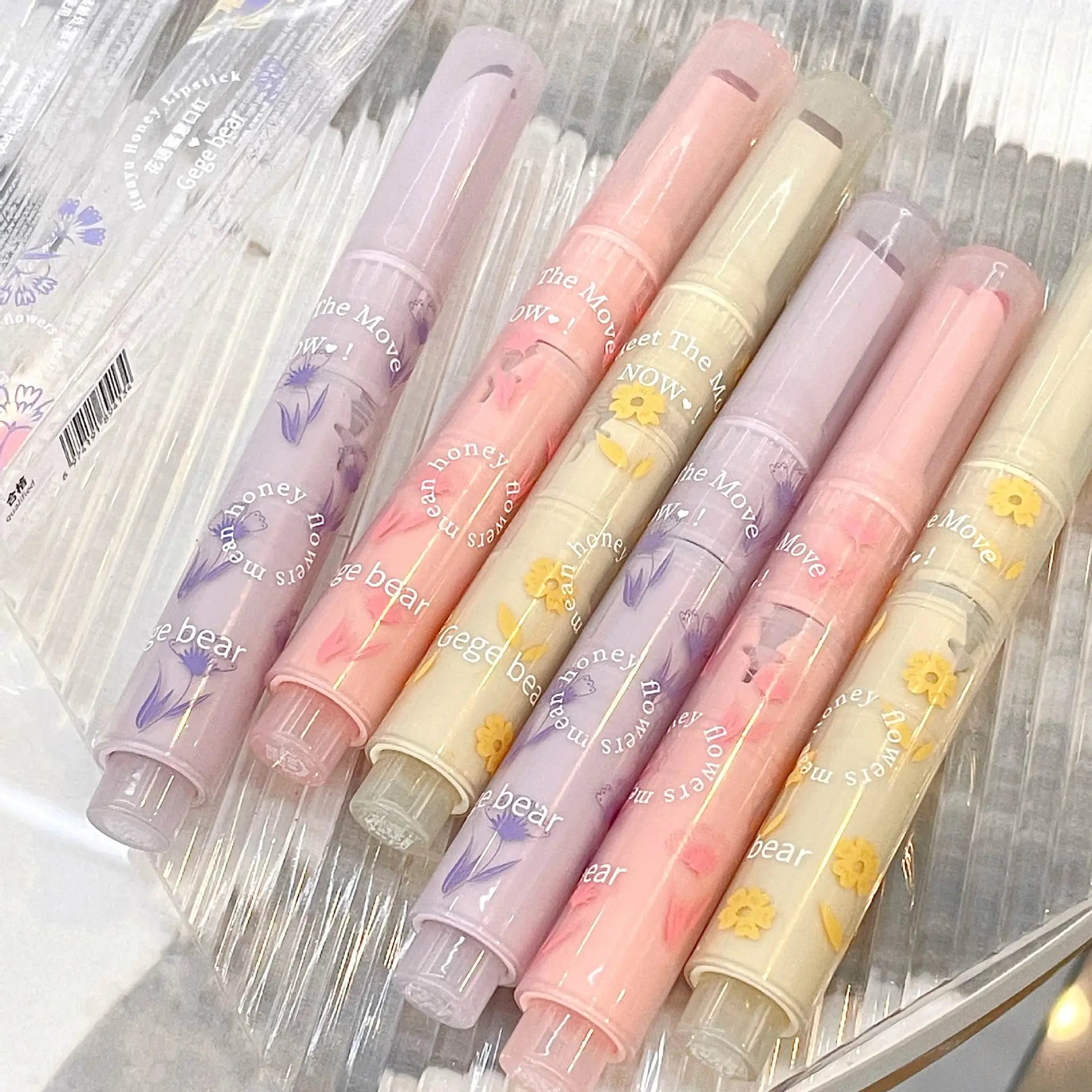 Water-light Lip Glaze Mirror Glitter Lip Tint Long Lasting Moisturising Love Heart Shape Solid Lipstick Pen Lips Makeup Cosmetic