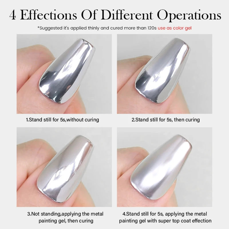 BORN PRETTY Super bright Metallic Painting Gel Polish 5ML Gold Silver Metal Gel Nail Polish Flower Drawing Lines French Nails