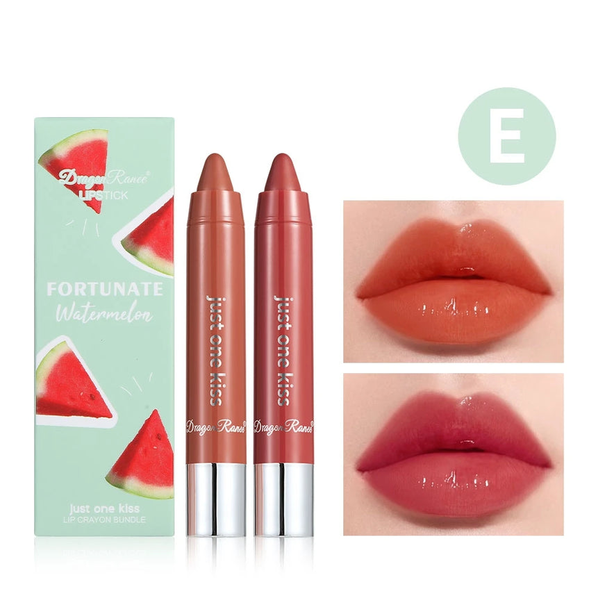 Two Lipstick Set, Water-Glossy Mirror, Light-Lasting, Moisturizing, Non-Removing Makeup, Long-Lasting Makeup Effect Lipstick Set