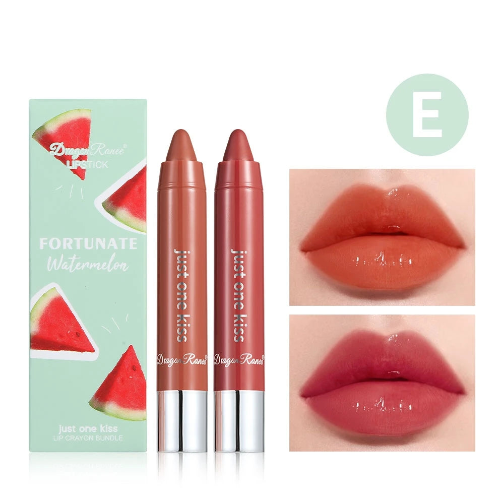 Two Lipstick Set, Water-Glossy Mirror, Light-Lasting, Moisturizing, Non-Removing Makeup, Long-Lasting Makeup Effect Lipstick Set