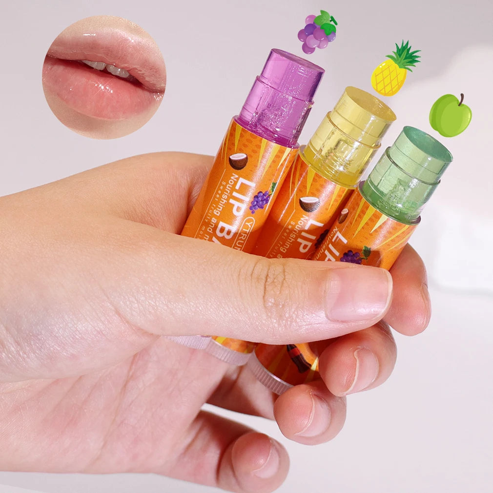 Fruit Flavour Tinted Lip Balm,  Moisturising Lip Treatment with Plant-Based Squalane, Ideal Gift for Mother's Day