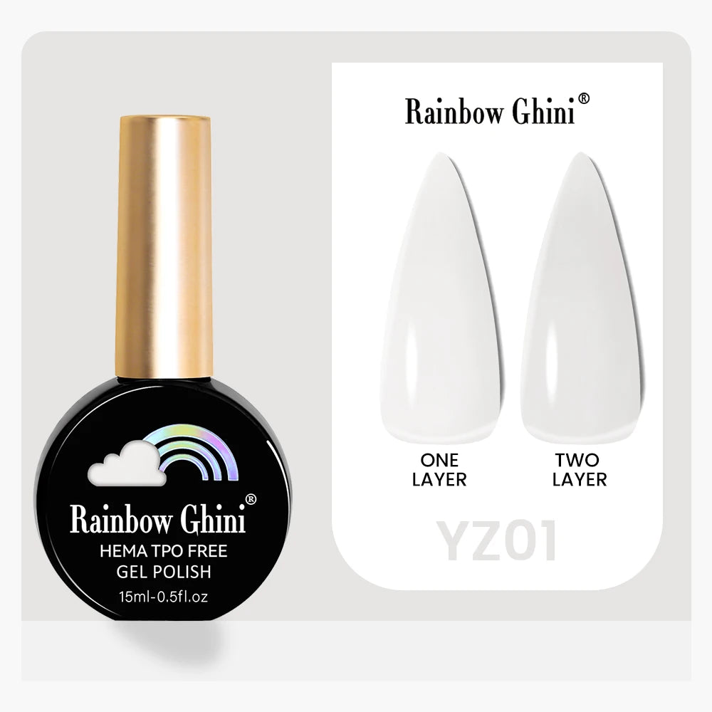 Rainbow Ghini 15ML 146 Colors Long-Lasting Colorful Gel Nail Polish Professional UV/LED Gel Polish Base Coat Matte Top Coat
