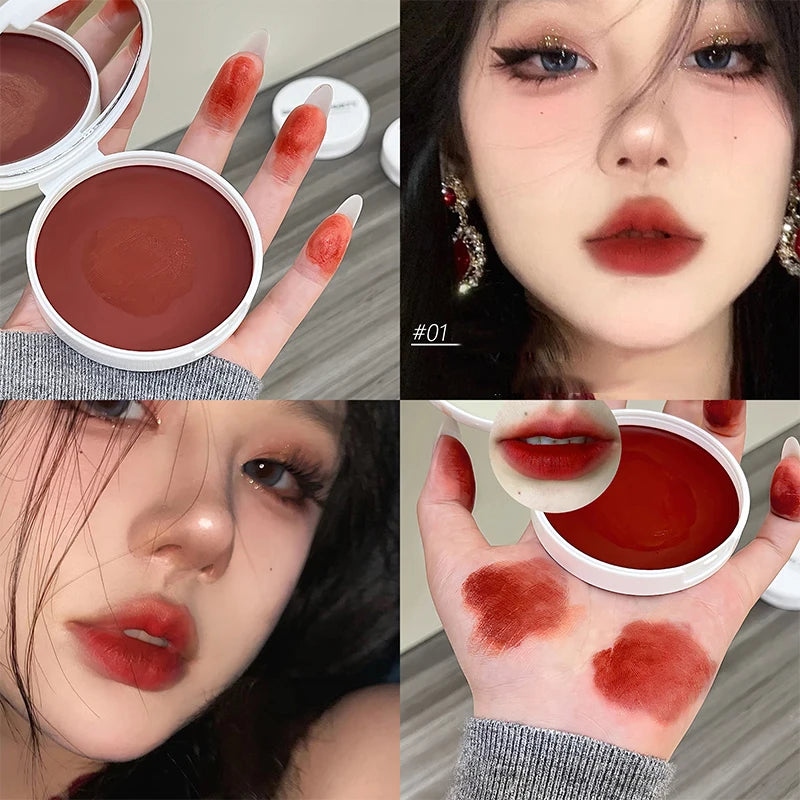 Moist Pink Blush Cream Palette Silky Smooth Matte Red Brown Lip Stick Cheek Tint Multi-purpose Cream Makeup Easy to Smudge