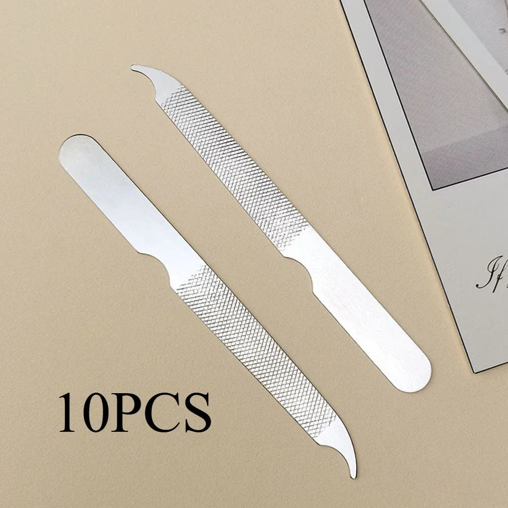 10Pcs/Set Stainless Steel Nail Files Nail Polishing Stripe Sprouts Files Manicure Tools Beauty Accessories Wholesale