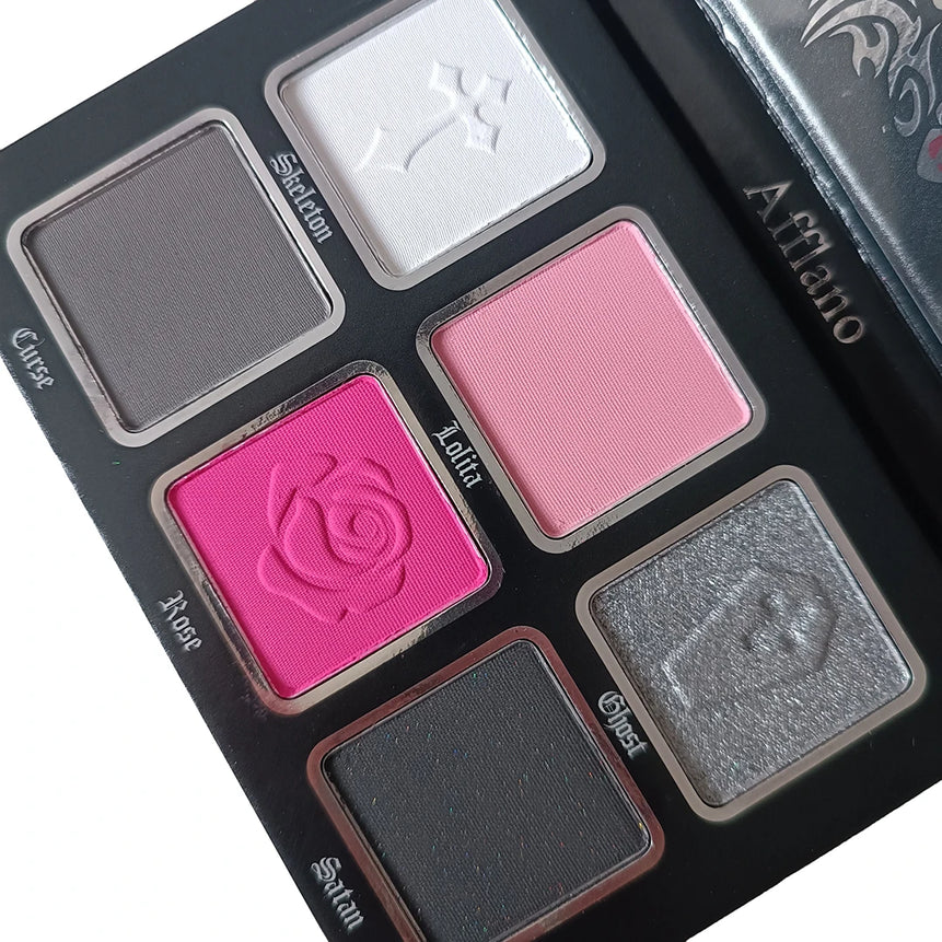 Afflano 6 Colors Eyeshadow Palette Makeup Matte Shimmer Glitter Smokey Gothic High Pigmented Longlasting Eye Makeup Halloween