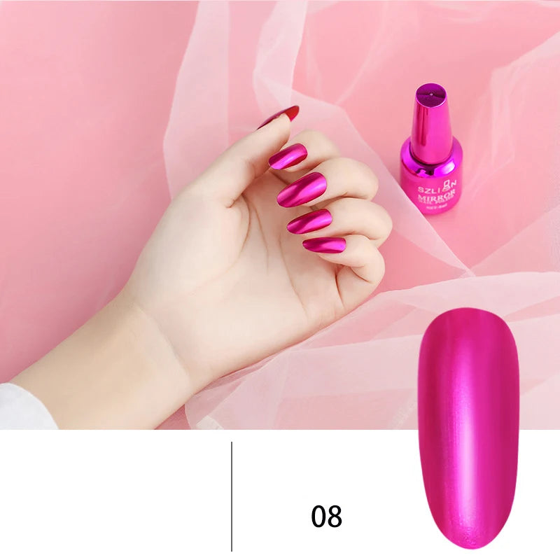 12 Colors Mirror Polish Long-lasting Quick-drying Metallic Silver Purple Rose Gold Nail Polish Is Not Peelable Nails Gel Varnish