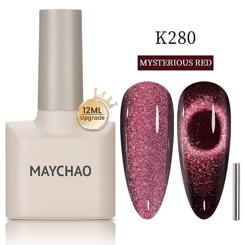 MAYCHAO 10ml Cat Magnetic Gel Nail Polish Cat Eye Glitter Effect Semi Permanent Soak Off UV Gel Varnish Manicure For Nail Art