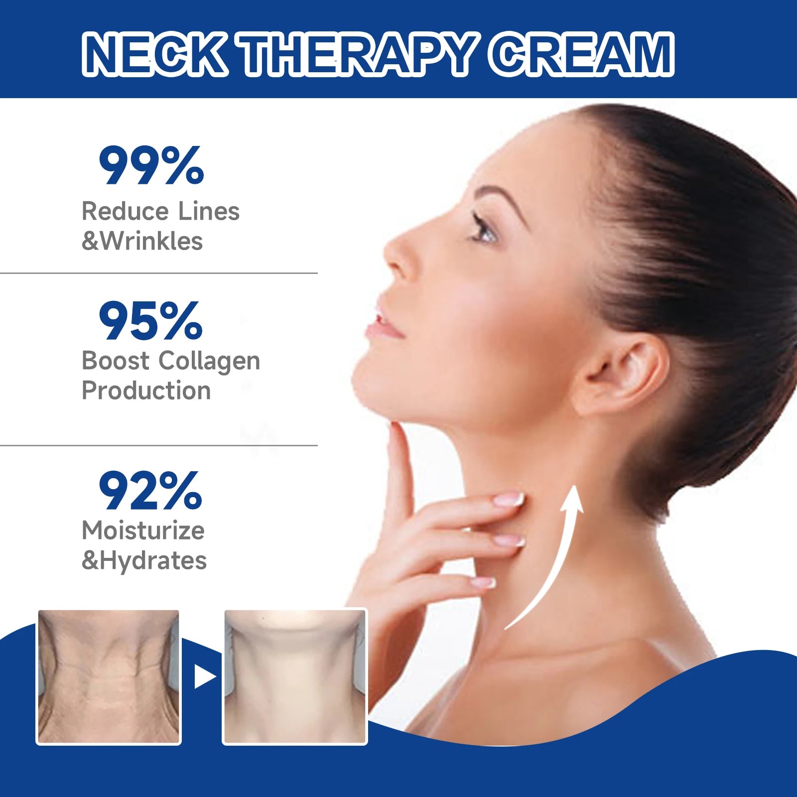 EELHOE Collagen Neck Cream Lightens Neck Fine Lines Wrinkles Anti-aging Lifts Tightens Skin Moisturizing Neck Whitening Cream