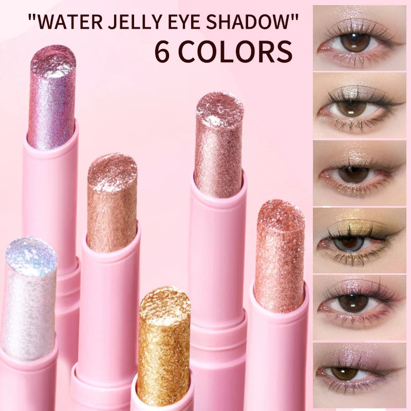 Water-Gel Eyeshadow Stick Is a Single-Swipe Makeup Highlighter Eyeshadow Stick with a Pearlescent Shimmer in Various Colors