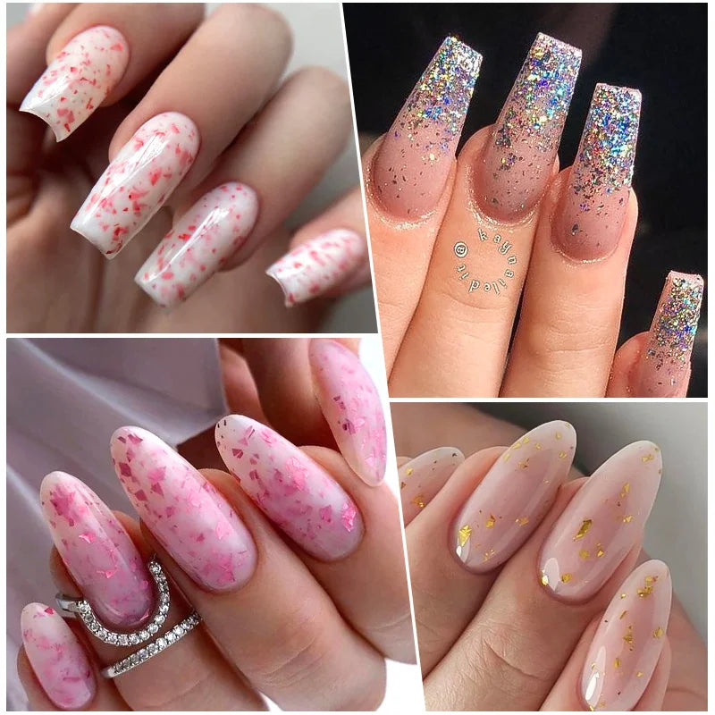7ML Gold Foil Quick Extension Nail Gel Vernis Semi Permanent Acrylic Crystal Pink Clear Nude Gel Nail Polish UV Construction Gel