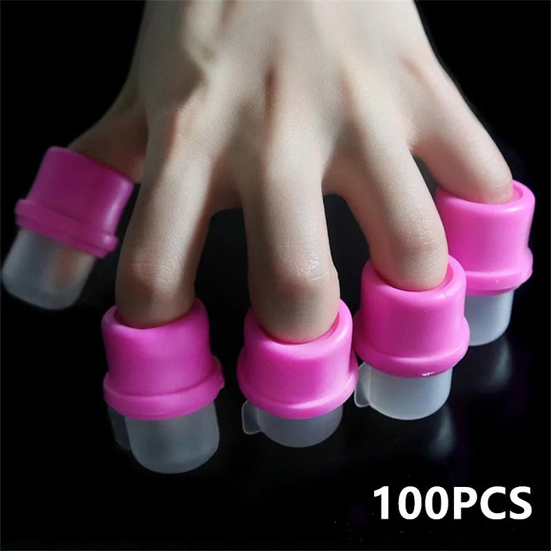 10/20/50/100PCS Pink Silicone Nail Soak Off Cap Clip Nail Wipe UV Gel Nail Polish Remover Wrap For Finger Toes Manicure Tool