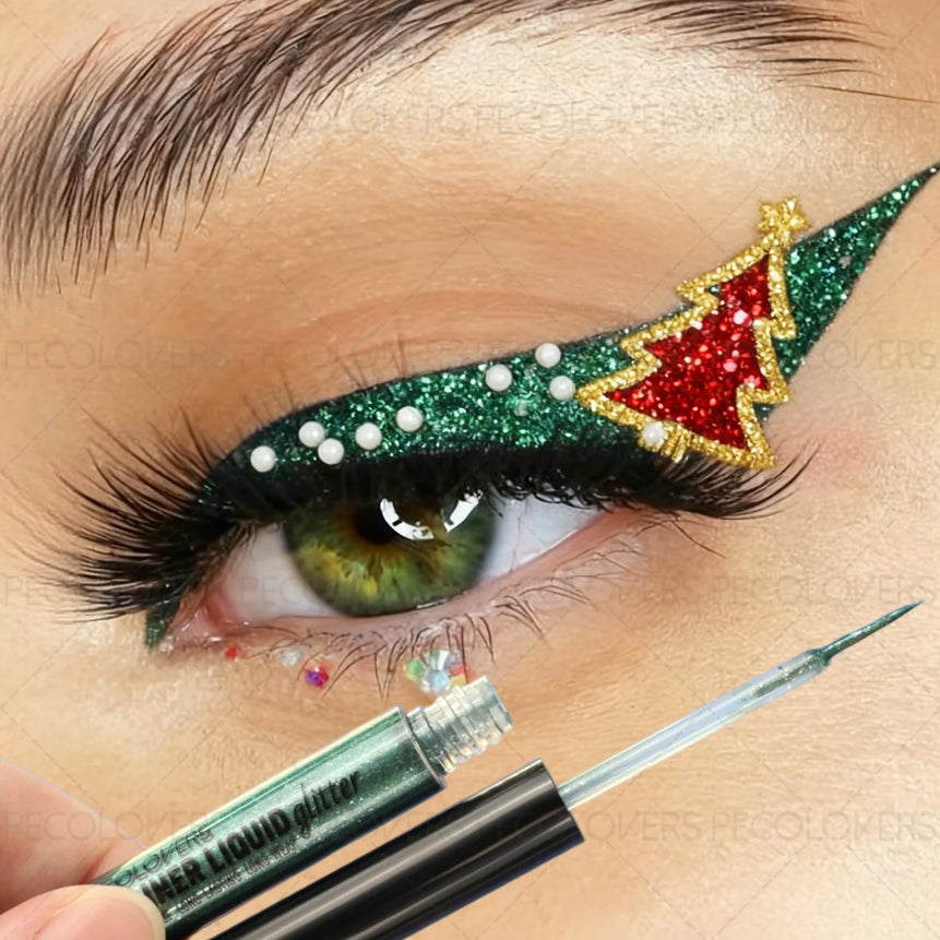 1PC Sparkling Christmas Liquid Eyeliner, Pearlescent Shimmer Liquid Eyeshadow, Waterproof, Quick-drying, Perfect for Christmas