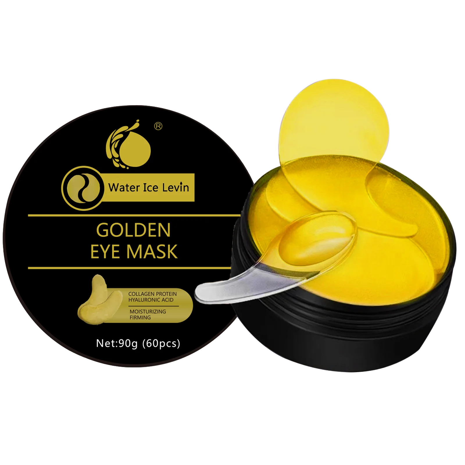 Golden Eye Mask Contains Collagen and Aloe Vera - Hypoallergenic Moisturizing Patch Suitable for All Skin Types, Increases Brightness and Elasticity, Reduces Dullness