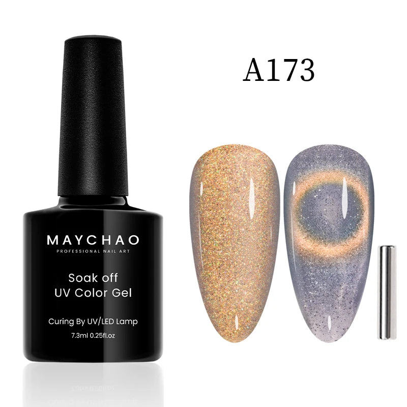 MAYCHAO 10ml Cat Magnetic Gel Nail Polish Cat Eye Glitter Effect Semi Permanent Soak Off UV Gel Varnish Manicure For Nail Art
