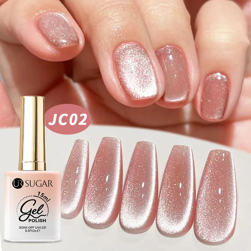 UR SUGAR 15ml Jelly Pink Cat Magnetic Gel Nail Polish Glitter ICE Soak Off Ceramic UV Gel Semi-permanent Nail Supplies Manicure
