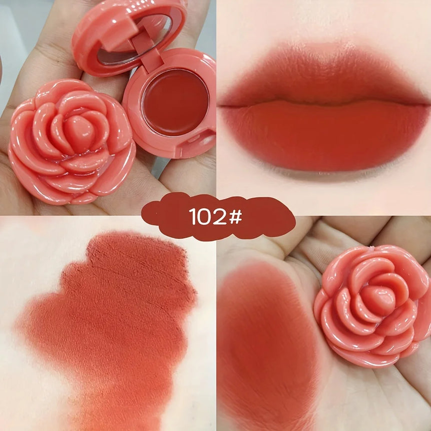 Creative Rose-Shaped Matte Lipstick, Velvet Mousse Lip Clay Long-Lasting Lightweight Matte Makeup Effect for All Skin Types