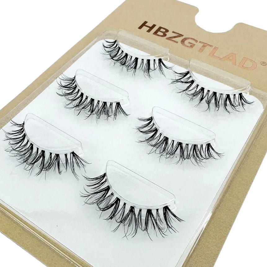 NEW 3Pairs 5d Mink Lashes 3D Mink Eyelashes Invisible Band Natural Black Mink False Eyelash Full Strip cilios posticos Reusable
