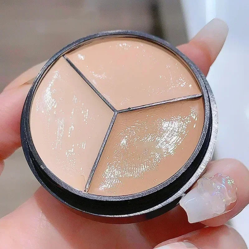 6.5g Natural 3-Color Concealer Palette Cover Dark Circles Acne Pores Creamy Texture Concealer Face Brightening Liquid Foundation