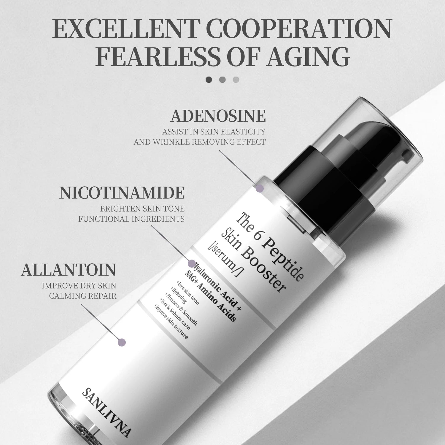 6 Peptide Essence Facial Refreshing Skin Care Set Contains Collagen to Improve Fine Lines, Brighten Skin, Moisturize and Nourish