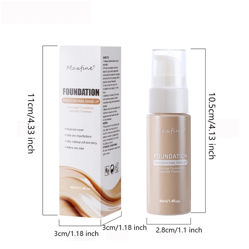 Liquid Foundation | Full Coverage, Conceals Imperfections Effectively, Waterproof & Sweat-Resistant, Professional Makeup for Smooth, Flawless Skin