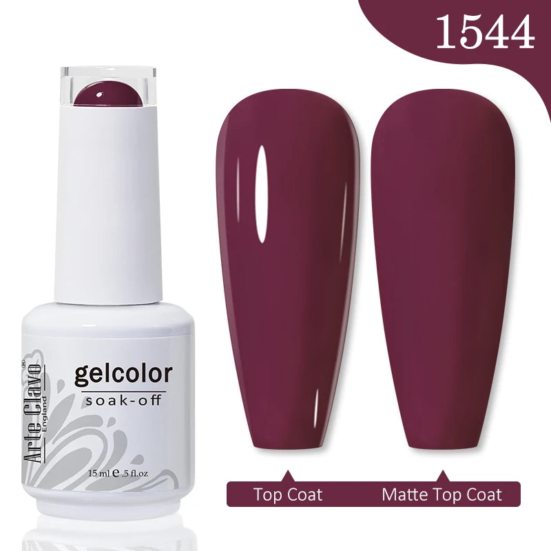 Arte Clavo 15ml Rose Red Pink Color Gel Nail Polish Autumn Winter Hot Sale Long Lasting Soak Off For Manicure Nail Art Gel