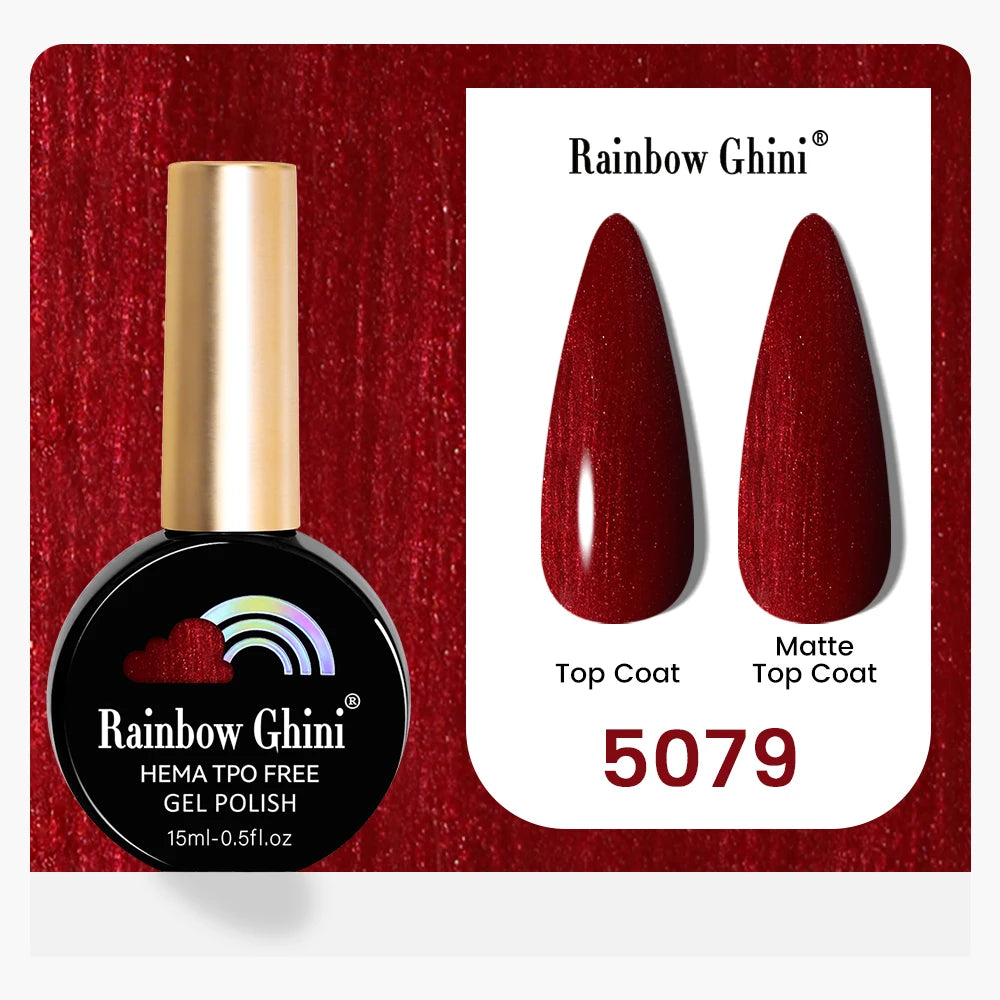 Rainbow Ghini 15ML 146 Colors Long-Lasting Colorful Gel Nail Polish Professional UV/LED Gel Polish Base Coat Matte Top Coat