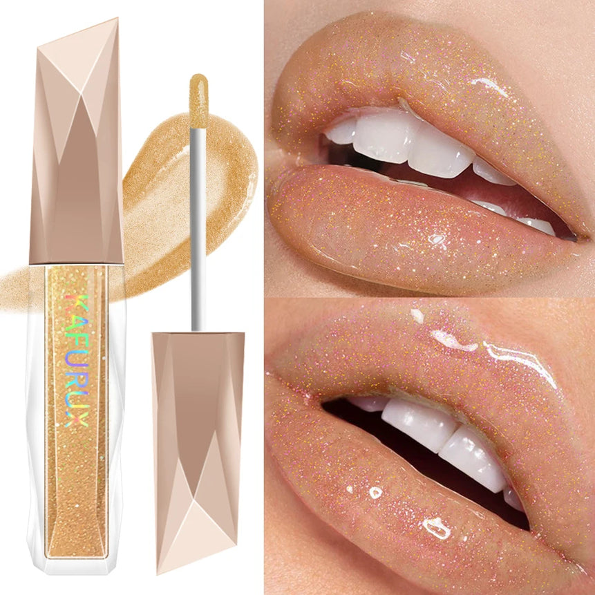 Sweet sparkling lip glaze mirror lip shine light lip gloss transparent lip tint makeup water gloss shimmer liquid lipstick girl