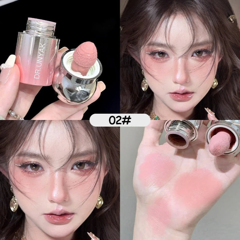 Liquid Blush Stick with Sponge Tip, Waterproof Long-Lasting Skin-friendly Blush Cream Brightening Effect Lips and Cheeks Makeup