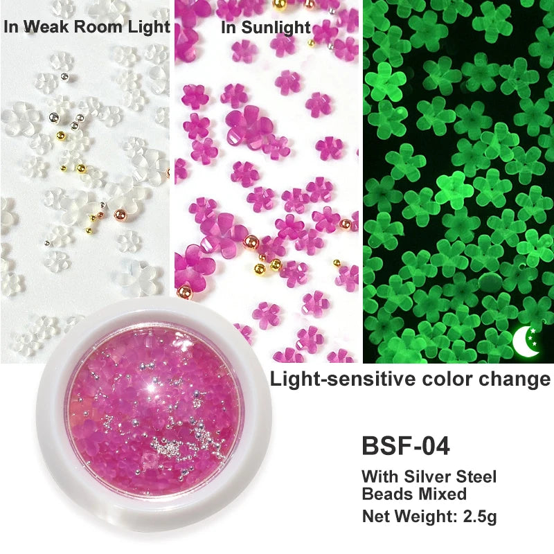 White Acrylic Flower Nail Art Decorations Mixed Size Rhinestones Red Blue Gem Manicure Tools Accessories DIY Nails Design 5g