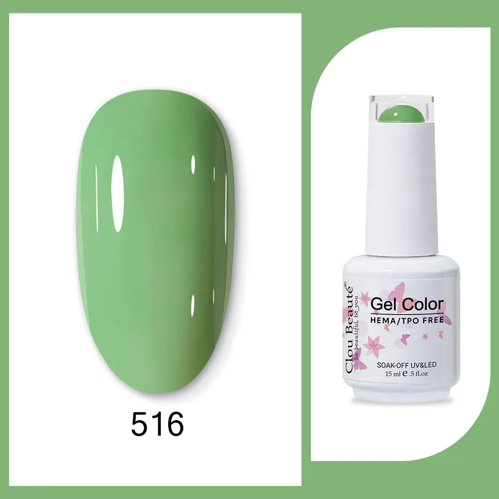 Clou Beaute 15ml Red Black White Green Neon Gel Nail Polish Base Top Coat Velvet Top 400 Colors Semi Permanent Gel Nail Varnish