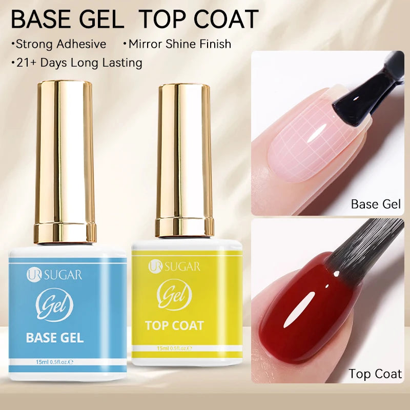 UR SUGAR 15ml No Wipe Top Base Gel Nail Gel Polish Matte Top Coat Enhancer Varnish Semi Permanent Soak Off UV LED Nail Art