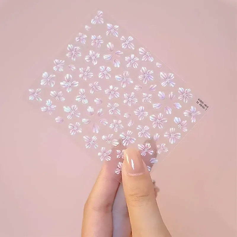 New Hipster Pure White Flowers Rose Spring Lily Camellia Daisy Jelly Cherry Blossom Nail Art Stickers Manicure Decals ZJT11