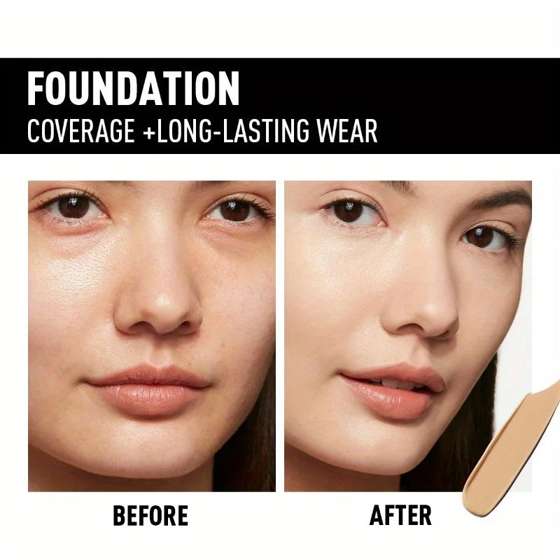 PECOLOVERS Matte Finish Liquid Foundation | Oil-Control, Waterproof, Full Coverage, Concealer, Suitable for All Skin Tones
