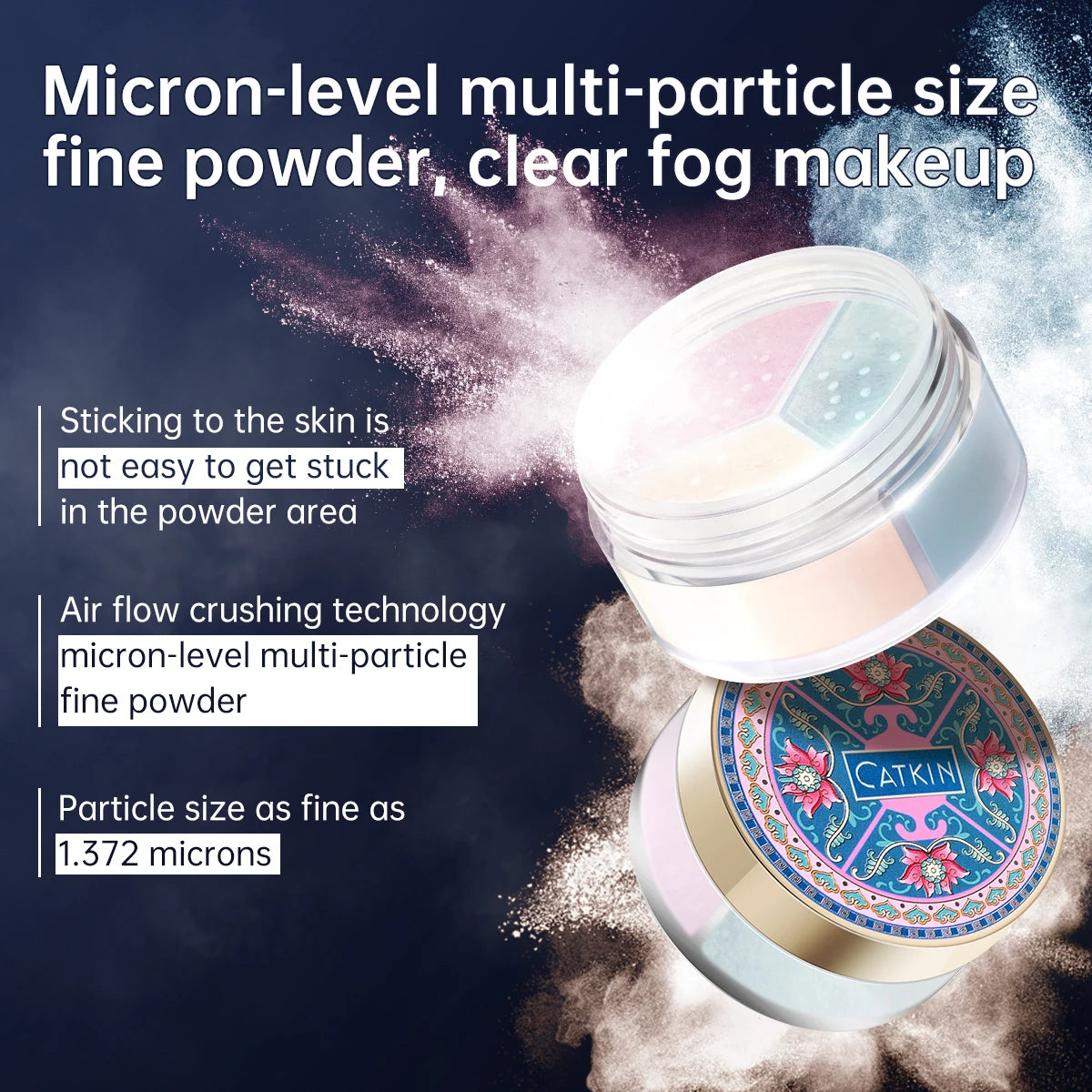 CATKIN Makeup Loose Setting Powder, Oil Control Poreless Face Powder Suitable for All Skin Tones and maintain matte and natural