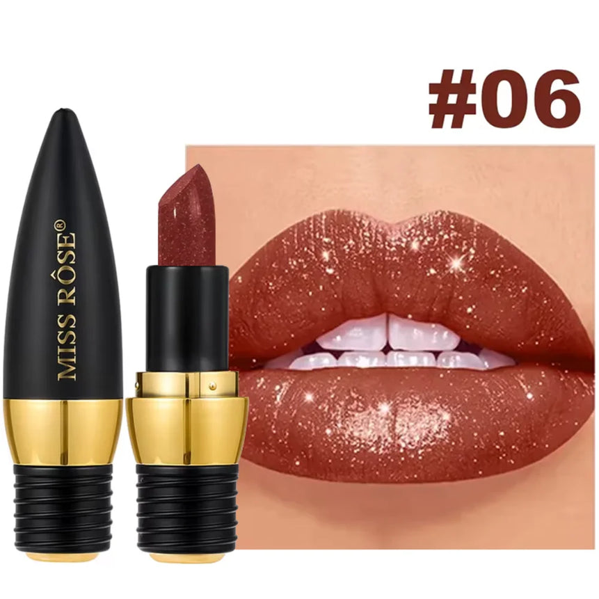 3 Color Black Sparkling Velvet Lipstick Metal Waterproof Long lasting Matte Diamond Lipstick Women's Cosmetics