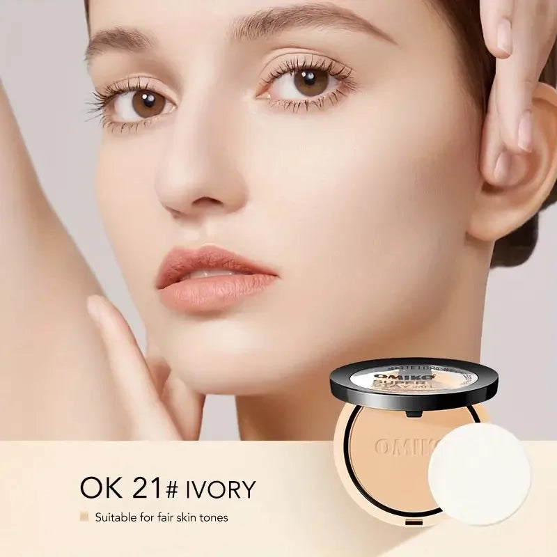 Pressed Powder Waterproof Long-lasting Full Coverage Face Compact Powder Makeup Foundation Oil 3 Color Control Cosmetics