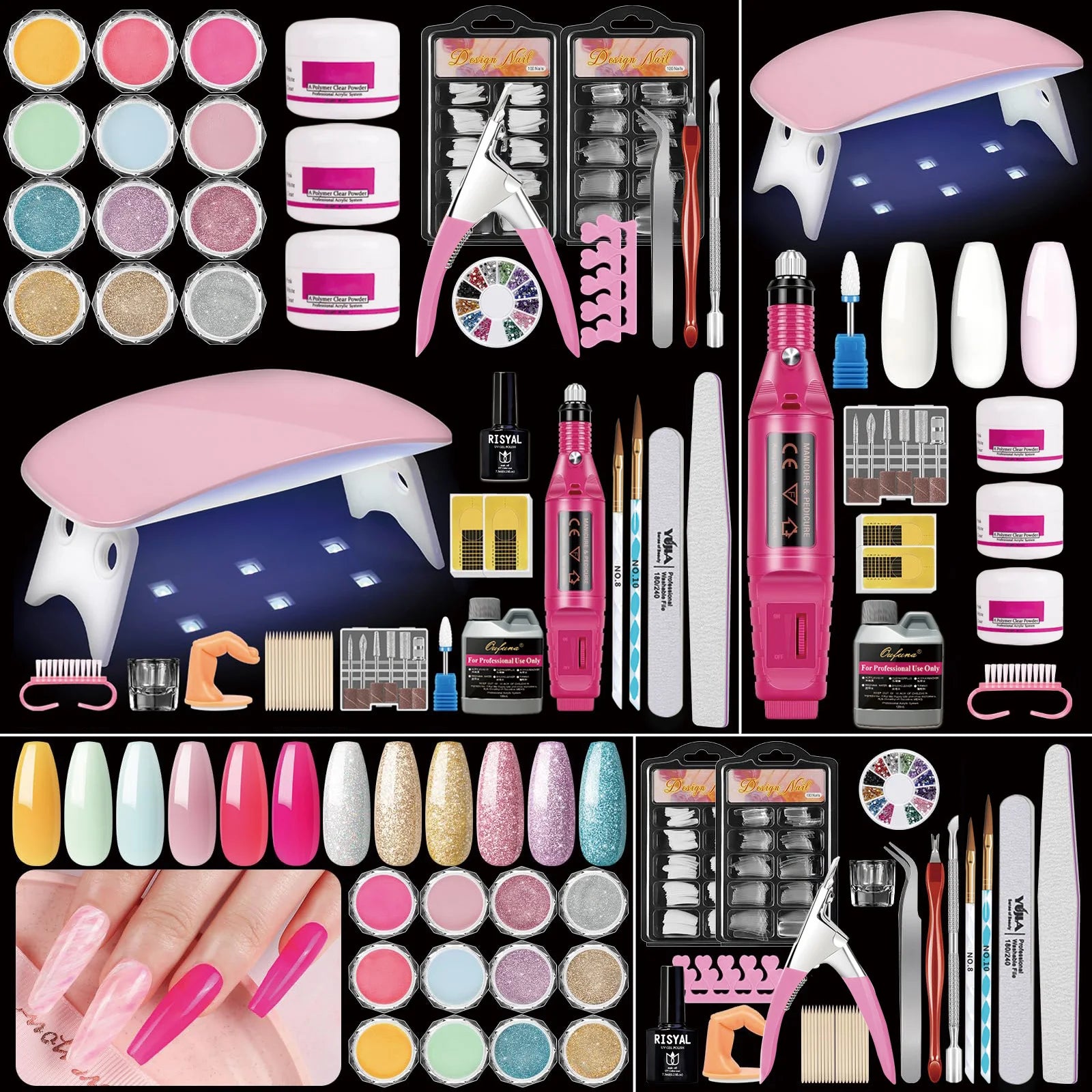 Acrylic Nail Kit for Beginners with Everything Nails Kit Acrylic Set with Drill and U V Light Professional Glitter Powder Decora