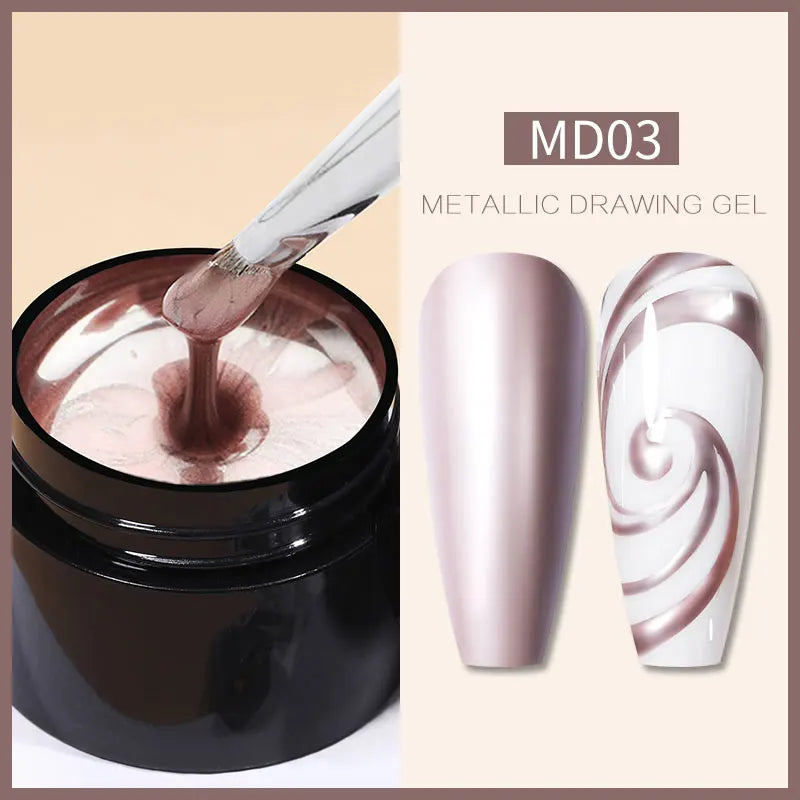 BORN PRETTY Super bright Metallic Painting Gel Polish 5ML Gold Silver Metal Gel Nail Polish Flower Drawing Lines French Nails