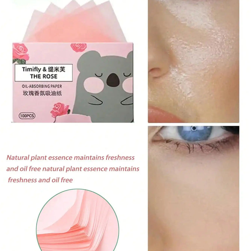 100Pcs/box Face Cleanser Oil Control Oil Absorbing Paper For Facial Oil Absorbing Soft Paper Fragrance Portable Box Makeup Tools