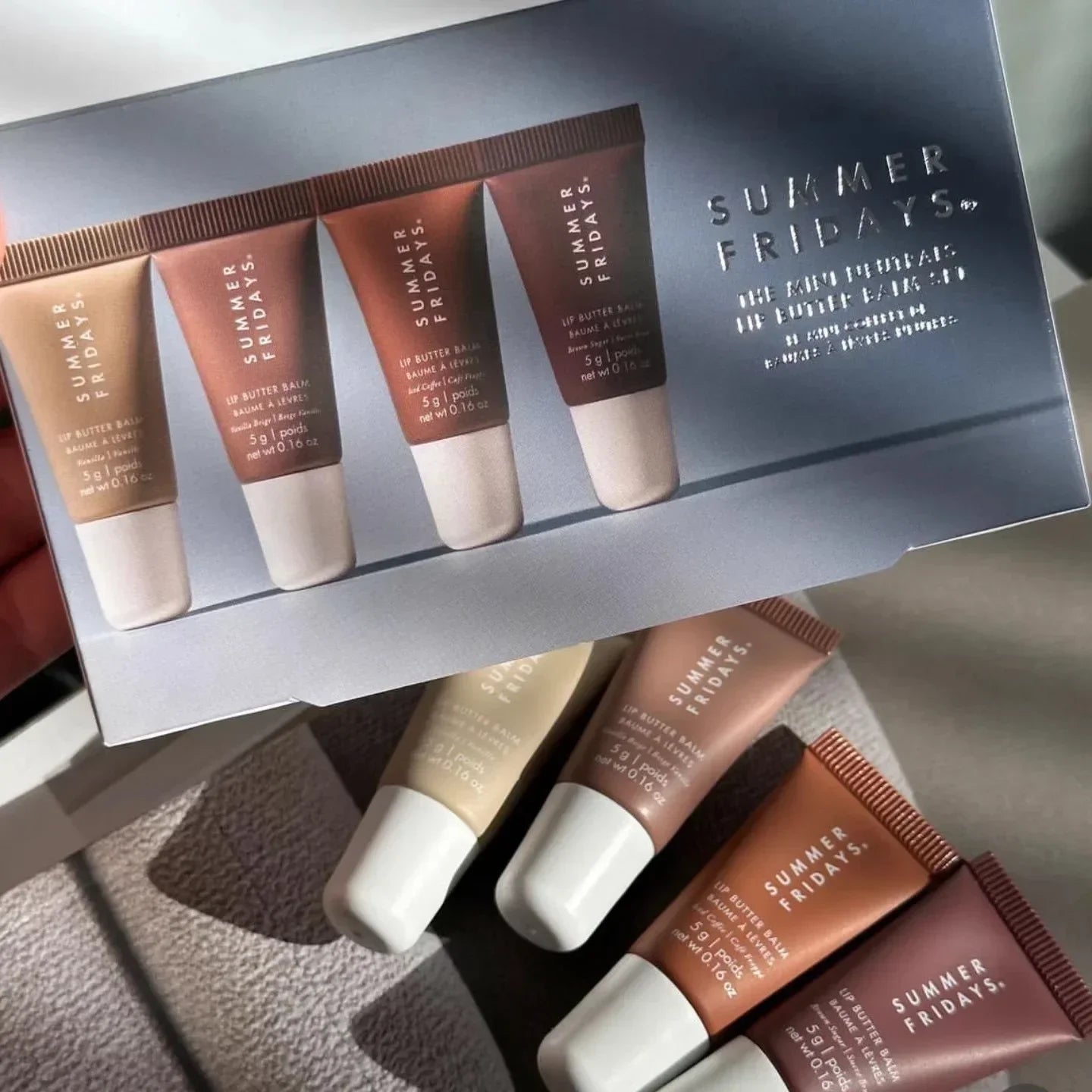 Summer Friday's Vanilla Beige Lip Balm Moisturizing Transparent Lipstick Set Smooth Soft Tube Mirror Lip Gloss Lip Makeup
