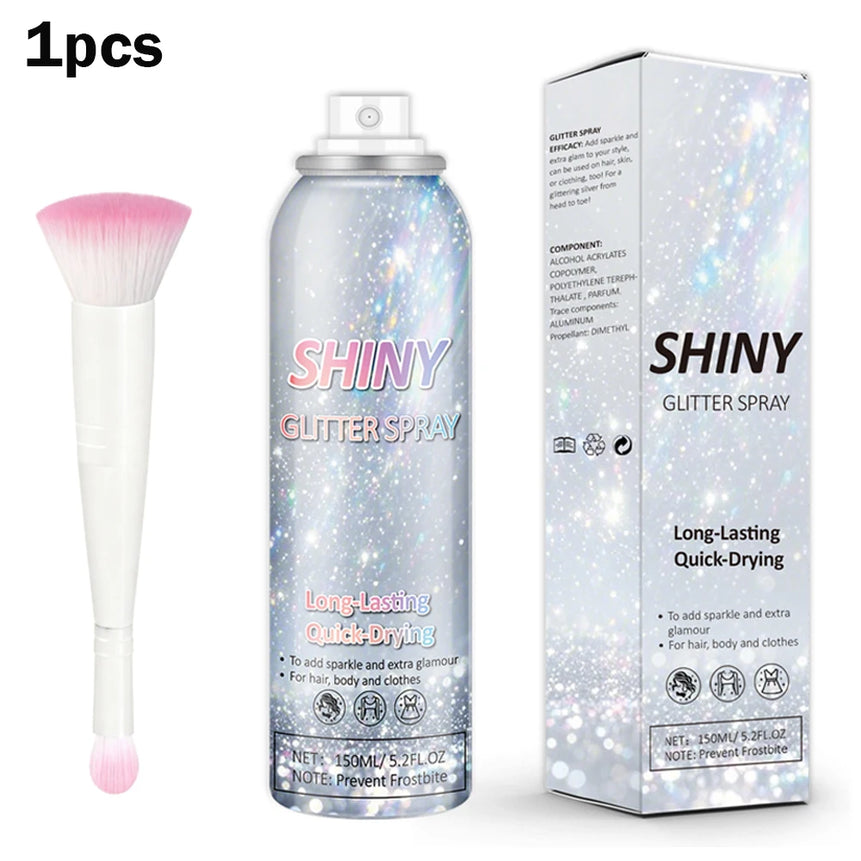 2025 Hot Sale Holographic Rainbow Silver Glitter Spray for Hair Body Quick-Drying Long Lasting Glitter Christmas Decorations