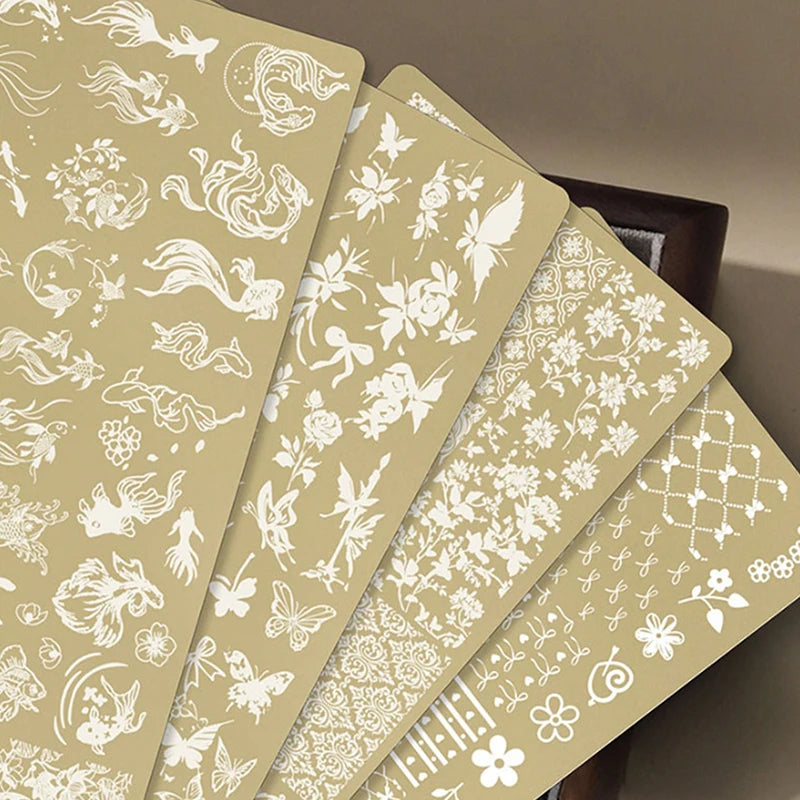 12x6cm Golden Rectangular Nail Stamping Plates Bowknot Butterfly Flower Fireworks Designs Nail Art Template For DIY Nail Decor