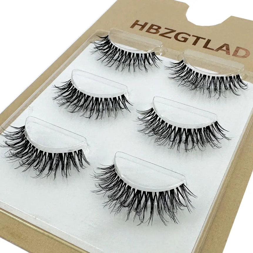 NEW 3Pairs 5d Mink Lashes 3D Mink Eyelashes Invisible Band Natural Black Mink False Eyelash Full Strip cilios posticos Reusable