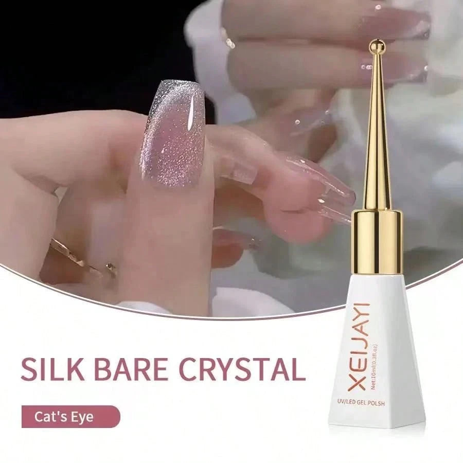 15ml Silk Nude Crystal Cat Eye Gel Polish Magnetic Nail Polish Holographic Pink Cat Eye Gel Nail Polish Gel Gel Varnish