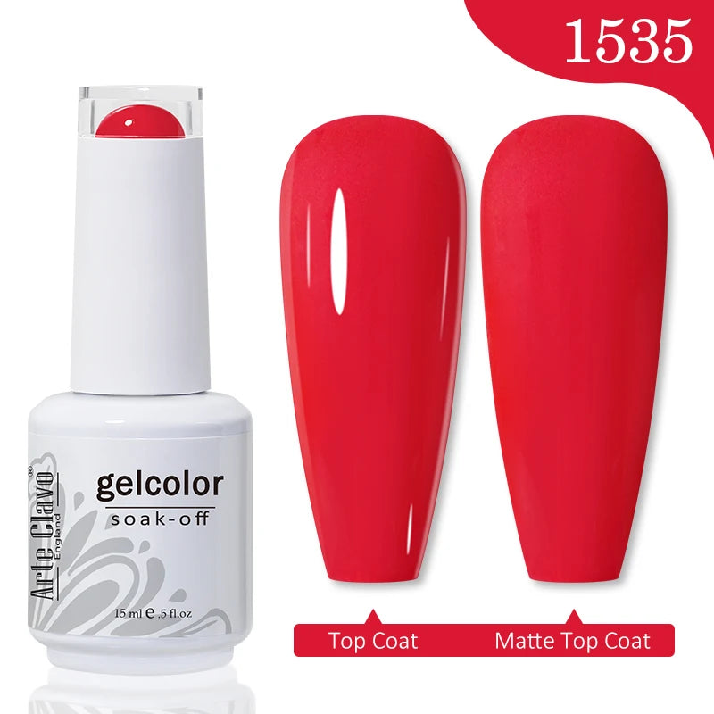 Arte Clavo 15ml Rose Red Pink Color Gel Nail Polish Autumn Winter Hot Sale Long Lasting Soak Off For Manicure Nail Art Gel