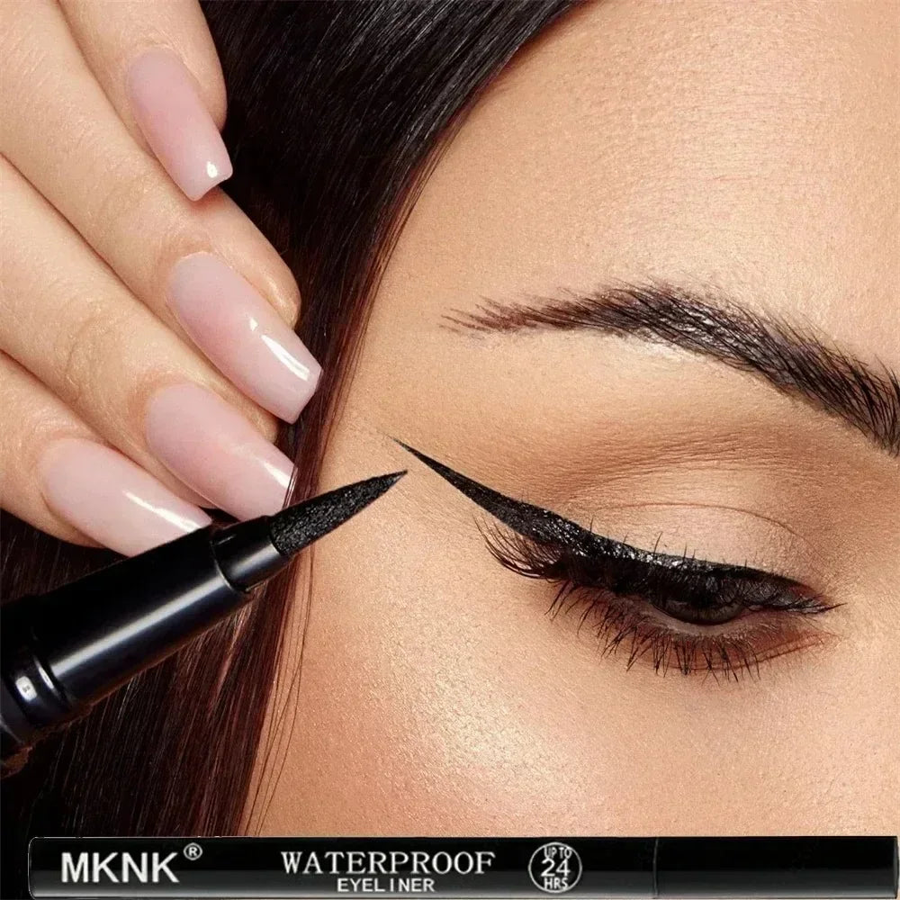 1/2 PCS Black Quick-Dry Eyeliner Pencil - 24H Lasting Smooth Matte Waterproof Anti-Smudge Liquid Eyeliner Makeup for Eyes