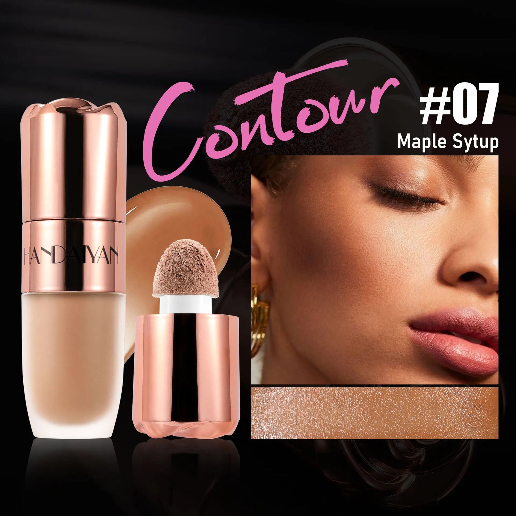 Rose Glow Liquid Contour Highlighter 3D Effect Soft Sponge Tip Easy to Wear Long Lasting Face Body Hihglight Contouring Stick