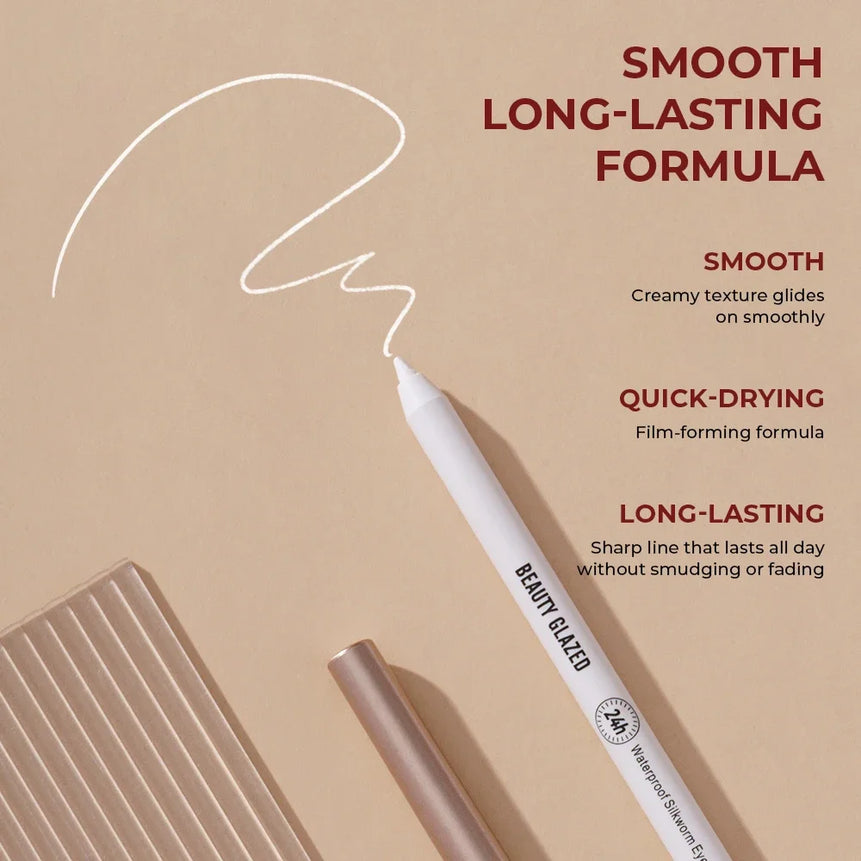 BEAUTY GLAZED Lasting Soft Gel Waterproof Highlighter Gel Pen White eyeliner Lying Silkworm Pen Eyes Makeup
