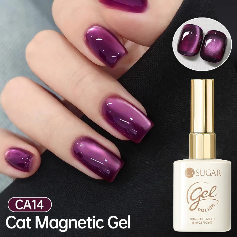 UR SUGAR 15ml Jelly Pink Cat Magnetic Gel Nail Polish Glitter ICE Soak Off Ceramic UV Gel Semi-permanent Nail Supplies Manicure