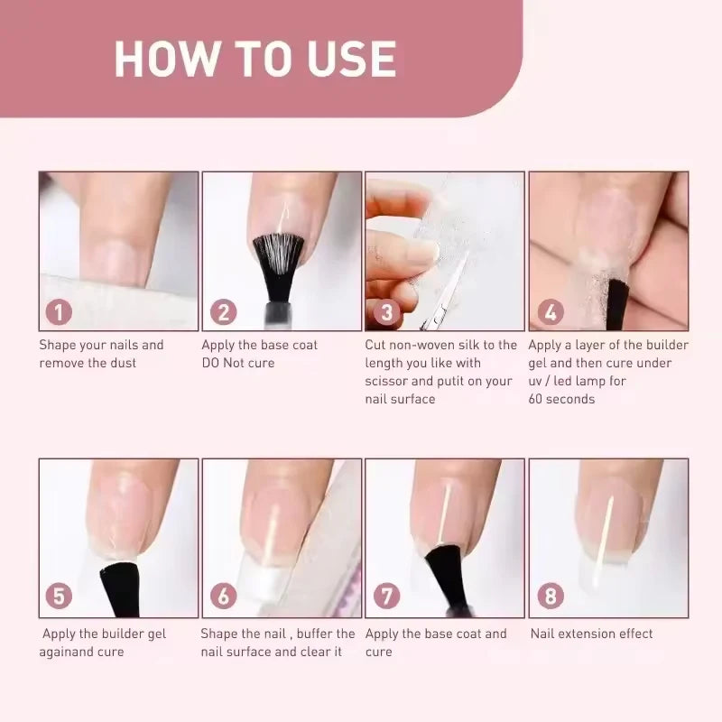 Silk Fiberglass Nail Extension Non-woven Silks Form Wrap Manicure Build UV Gel French Acrylic Nail Extension Glass Fiber Paper